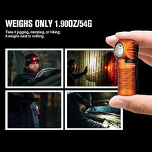 Load image into Gallery viewer, OLIGHT Perun 2 Mini Headlamp 1100 Lumens LED Head Flashlight, Rechargeable Headlight with Red Light Option, Great for Working, Hiking, Camping and Climbing (Orange Cool White: 5700~6700K)
