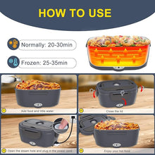 Load image into Gallery viewer, Electric Lunch Box Food Heater 3 in 1 Portable Warmer Leakproof Heated Box for Adults, 12V/24V 110V Heating Microwave for Car/Home with 1.5L Removable Stainless Steel Container
