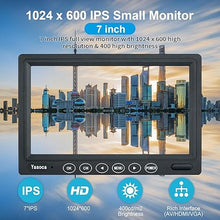 Load image into Gallery viewer, 7 inch Small HDMI Monitor 1024x600 Resolution Small 1080P Portable IPS Monitor with Remote Control with Built-in Speakers HDMI VGA Input for Gaming CCTV Security Raspberry Pi PC
