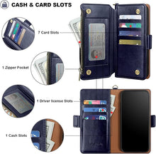 Load image into Gallery viewer, Antsturdy Compatible with Samsung Galaxy S25 Wallet Case with Card Holder,PU Leather Phone Case Flip Protective Cover RFID Blocking Wrist Strap Credit Card Slots Kickstand Men Women,Dark Blue
