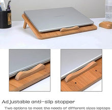 Load image into Gallery viewer, SUMISKY Laptop Stand Cooling Pad 100% Bamboo Adjustable Laptop Desk with 2 Quiet Cooling Fans Blue Light and 2 USB Ports Ergonomic Cooler Pad (15&quot;x11&quot; with 2 Pack USB C to USB Adapter)
