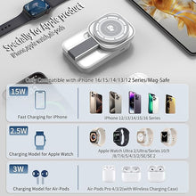 Load image into Gallery viewer, 3 in 1 Foldable Charging Station for Apple Products,Mag-Safe Charger Wireless Charger Stand Compatible with iPhone 16/15/14/13/12 &amp; Air-Pods&amp; iWatch Series with LED,Mag-Safe Charger Stand Dock(White)
