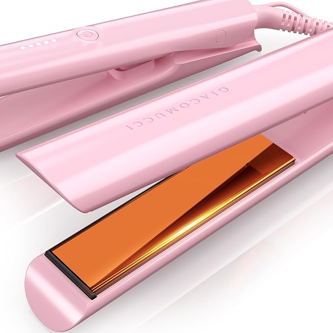 Titanelli 2 in 1 Titanium Hair Straightener and Curler | 100% Pure Ti-Thermal Technology Flat Iron | 1-Inch Professional Styling | Available in Black, Gold, and Pink (Pink)