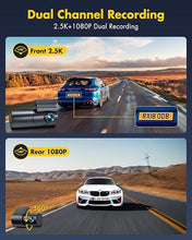 Load image into Gallery viewer, GKU Dash Cam Front and Rear Camera, 4K/2.5K Full Dashcams for Cars with 64GB SD Card, WiFi &amp; App Control, Night Vision, Parking Mode, G-Sensor, Loop Recording,WDR,170° Wide Angle (D600)
