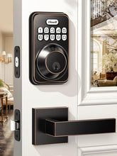 Load image into Gallery viewer, Zowill Keyless Entry Door Lock with 2 Lever Handles, Electronic Keypad Deadbolt, Auto-Locking, Anti-Peeping Password, Digital Smart Code Door Lock, Front Door Handle Sets, OilRubbed Bronze
