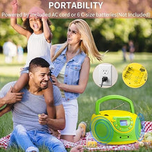 Load image into Gallery viewer, hPlay Gummy P16 Portable CD Player Boombox AM FM Digital Tuning Radio, Aux Line-in, Headphone Jack, Foldable Carrying Handle (Lime)
