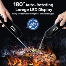 Load image into Gallery viewer, Instant Read Digital Meat Thermometer for Cooking Grill and BBQ Griddle - Accurate to ±0.5°F, 180° Auto Rotating Display, Waterproof, Auto Wake/Sleep
