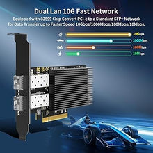 Load image into Gallery viewer, 10Gb Ethernet Card with 82599ES (X520-DA2) Controller, GiGaPlus 10GB PCI-E Network Card Adapter, Dual LAN SFP+ Ports, Supports Windows/Windows Server/VMware Functions for 10Gbe Networking NAS
