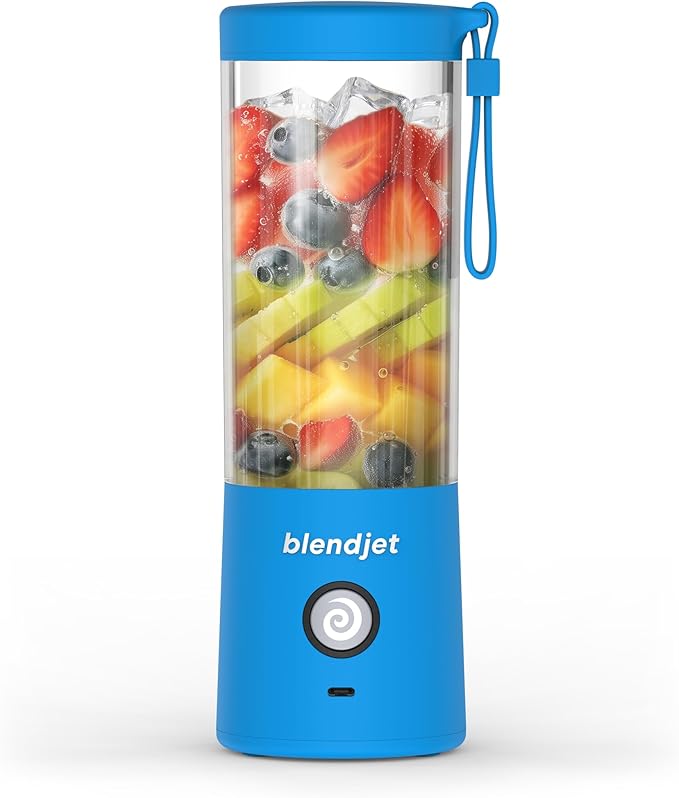 BlendJet Portable Blender for Smoothies & Shakes - 16oz BlendJet 2 Cordless Personal & Small Blender, USB-C Rechargeable & Self Cleaning - Quiet Mini Travel Blender with Stainless Steel Blade (Ocean)