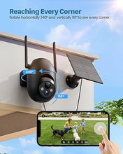 Load image into Gallery viewer, Security Cameras Wireless Outdoor: Solar Cameras for Home Security Battery Wifi Cameras Outside Surveillance Camera PTZ 360° CCTV Camera System with Color Night Vision Motion Sensor Alarm(Not 5G Wifi)
