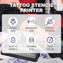 Load image into Gallery viewer, Tattoo Stencil Printer Bluetooth Thermal Stencil Printer for Tattooing Wireless Tattoo Machine Kit with 10 Transfer Paper Tattoo Printer Compatible with Smartphone &amp; PC for Tattoo Artists &amp; Beginners
