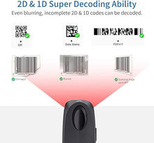 Load image into Gallery viewer, Bluetooth Wireless Handheld Barcode Scanner with Base 2.4G Wireless+USB Wired 1D 2D Barcode Scanner QR PDF417 Data Matrix UPC Rechargeable Bar Code Scanner for Laptops/PC/Android/Apple iOS
