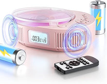 Load image into Gallery viewer, CD Player Portable, FELEMAN 2 in 1 CD Player Boombox &amp; Bluetooth Speaker, Rechargeable Portable CD Player for Car/Home with Remote Control, FM Radio, Support AUX/USB, Headphone Jack(Pink)
