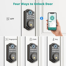 Load image into Gallery viewer, Keyless Entry Door Lock with APP Control - Fingerprint Deadbolt Door Lock, Electronic Keypad Lock, Smart Locks for Front Door, Auto-Lock &amp; One Touch Locking with Bluetooth - Oil Rubbed Bronze
