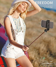 Load image into Gallery viewer, Selfie Stick Tripod Extendable Phone Tripod Stand with Wireless Remote Portable Lightweight Video Recording Travel Tripod for Cell Phone Mount Holder Selfie Stick Compatible with iPhone Android iOS
