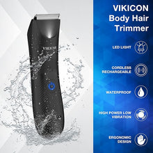 Load image into Gallery viewer, VIKICON Manscape Trimmer for Men - IPX7 Waterproof Ball Trimmer w/Light &amp; Ceramic Blade, Body Groomer for Pubic/Body/Groin Grooming, Electric Razor Shavers, USB-C Charging, No Nicks, Gifts for Him Dad
