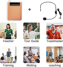 Load image into Gallery viewer, Voice Amplifier?Professional Mini Portable lotmusic Microphone Amplifier Speaker Rechargeable Wired Microphone Headset, Personal for Teacher Classroom Outdoor Meeting Tour Guides (Orange)
