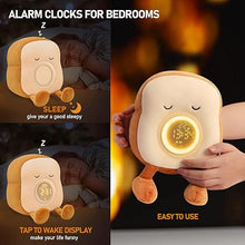 Load image into Gallery viewer, QANYI Kids Night Light Plushies, Funny Food Toast Bread Plush Cute Stuffed Alarm Clocks for Bedrooms, Cool Bedside Lamp Gifts for Women Kids 6 7 8 9 10 11 Year Old Girls
