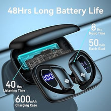 Load image into Gallery viewer, bmani Wireless Earbuds Bluetooth Headphones 48hrs Play Back Sport Earphones with LED Display Over-Ear Buds with Earhooks Built-in Mic Headset for Workout Black
