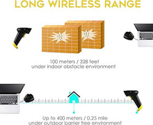 Load image into Gallery viewer, NADAMOO Wireless Barcode Scanner with Charging Cradle, Read 1D, 2D, QR Code, Data Matrix, PDF417, 400m Transmission Distance, 2200mAh Rechargeable Battery, Cordless CMOS Image Reader for Computer
