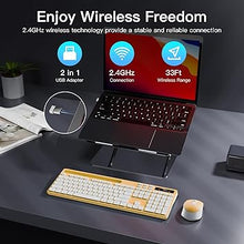 Load image into Gallery viewer, Wireless Keyboard and Mouse Combo, Soueto 2.4G Full-Sized Computer Keyboard with Phone Tablet Holder, 22 Multimedia Shortcuts, Numeric Keypad, 6 Button Silent Mouse for Windows, Mac (Orange)
