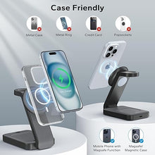Load image into Gallery viewer, 3 in 1 Foldable Wireless Charging Station for MagSafe, Travel Magnetic Charger Stand for iPhone 16 15 14 13 Pro Max, Nightstand Charging Dock with Night Light for Apple Watch/AirPods
