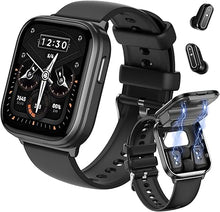 Load image into Gallery viewer, Smart Watch with Earbuds, 2 in 1 Smartwatch for Men and Women, 1.85&quot; HD Smartwatches Screen Make/Answer Calls Bluetooth Earphones, Fitness Tracker Sleep Tracker X9 (Black)
