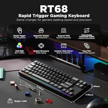 Load image into Gallery viewer, YUNZII RT68 Rapid Trigger Gaming Keyboard,Hall Effect Magnetic Switch 68-Key Wired RGB Keyboard,Gasket Mount Hot Swapped Keyboard, Adjustable Actuation TKL Mechanical Keyboard (Black, Outemu Switch)
