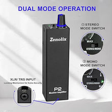 Load image into Gallery viewer, P2 Portable In Ear Monitor Amplifier, Headphone Amp with XLR/TRS Inputs 3.5mm Output, Enhanced Sound Quality, Durable Belt Clip, Guitar Headphone Amplifier with Stereo/Mono Switch for Performers,Black
