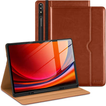 Load image into Gallery viewer, DTTO for Samsung Galaxy Tab S10 Ultra / S9 Ultra / S8 Ultra Case 2024/2023/2022, Premium Leather Business Folio Stand Cover with S Pen Holder for 14.6 Inch Tablet, Auto Wake/Sleep, Brown
