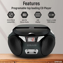 Load image into Gallery viewer, Craig CD6925 Portable Top-Loading Stereo CD Boombox with AM/FM Stereo Radio and Bluetooth Wireless Technology | Programmable CD Player | CD-R/CD-W Compatible | No Headphone Jack
