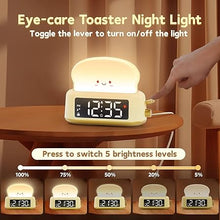 Load image into Gallery viewer, Alarm Clock for Kids, Digital Alarm Clock for Bedrooms with Toast Night Light, Nap Timer, Snooze, Adjustable Brightness, Bedside Clock for Kids Girls Boys Teens Bedroom Decor
