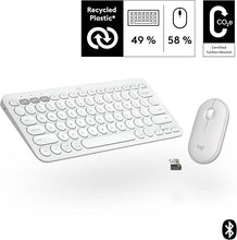 Load image into Gallery viewer, Logitech Pebble 2 Combo, Wireless Keyboard and Mouse, Quiet and Portable, Customizable, Logi Bolt, Bluetooth, Easy-Switch for Windows, macOS, iPadOS, Chrome - Tonal White
