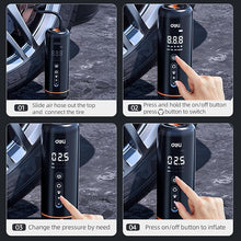 Load image into Gallery viewer, Deli Tire Inflator Air Compressor Portable, 2X Faster Inflation Cordless Bike Pump, 150PSI Tire Pump for Car Tire Motorcycle and Bicycles with LED Dual Screen, Black
