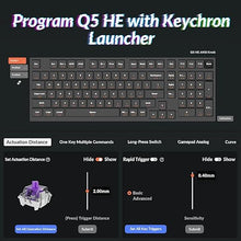 Load image into Gallery viewer, Keychron Q5 HE Rapid Trigger Gaming Keyboard Wireless with Hall Effect Gateron Double-Rail Magnetic Switch Adjustable Actuation, 2.4 GHz/Bluetooth/Wired QMK RGB Aluminum for Mac Windows Linux - Black
