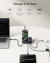 Load image into Gallery viewer, Baseus Nomos 5-in-1 Charging Station 140W, Qi2 Certified 15W Magnetic Wireless Charger with 100W Retractable Cable, GaN Fast USB C Desktop Charger for Magsafe, iPhone 16/15 Pro Max, MacBook Pro
