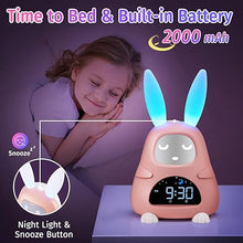 Load image into Gallery viewer, Alarm Clock for Kids, Sleep Training Kids Alarm Clock with Night Light, 4 Brightness &amp; 2 Alarm Options Kids Alarm Clocks for Girls, 8 Sound Machine &amp; 3 Volume Kids Clock,Bunny Cute Alarm Clock [Gifts]
