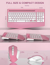 Load image into Gallery viewer, Wireless Keyboard and Mouse Combo, Ergonomic Keyboard with Wrist Rest, Phone Holder, Sleep Mode, 2.4G Lag-Free Rechargeable Compact Silent Cordless Keyboard Mouse for Windows, Mac, Laptop, PC (Pink)
