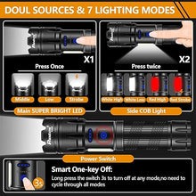 Load image into Gallery viewer, PHIXTON Flashlights Rechargeable LED High Lumens, Powerful 900,000 Lumen Flashlight, High Power Heavy Duty Red &amp; White Flash Lights, Double Source, for Men Gift Emergency Hiking Work
