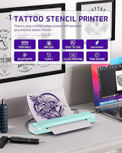 Load image into Gallery viewer, Phomemo M08F Wireless Tattoo Printer, Stencil Printer for Tattooing, Thermal Tattoo Printer for Tattoo Artists &amp; Beginners,Compatible with Tablet,Smartphone &amp; PC, Light Green
