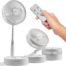 Load image into Gallery viewer, Foldable Fan, Oscillating 4 Speed Portable Fan Adjustable Height 14”–40&quot;, Remote Controlled folding Fan with 10,000 mAh Rechargeable Battery, Quiet Floor Fan For Bedroom, Great Fan For Travel
