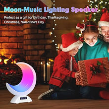 Load image into Gallery viewer, Touch Bedside Table Lamp with Time Alarm Clock, RGB Adjustable Light with Bluetooth, with Scene Mode and Music Mode, Warm White LED Moon Light, Suitable for Home Decoration, Bedroom Living Room Desk.
