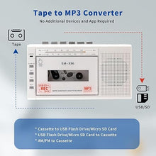 Load image into Gallery viewer, Cassette Player Recorder Walkman, Cassette to Digital Converter via USB or Micro SD Card, Powered by AC or 4 AA Battery, AM FM Radio Tape Recorder with Build-in Speaker and Earphone Jack
