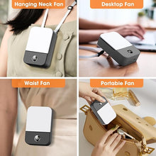 Load image into Gallery viewer, Andwing Portable Neck Fan Rechargeable, Mini Fan Handheld with Waist Clip 3 Speed Adjustable, Leafless Personal Fan for Home Office Outdoor Travel (Grey)
