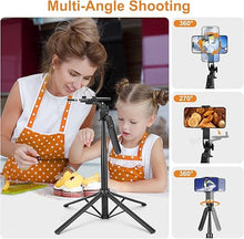 Load image into Gallery viewer, 70&quot; Selfie Stick Phone Tripod with Rechargeable Remote,Portable Extendable 3 in 1 Cell Phone Tripod Stand for Video Recording,Travel Selfie Stick Tripod for iPhone and Android
