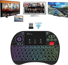 Load image into Gallery viewer, Rii X8 Mini Keyboard,2.4GHz Portable Wireless Keyboard with Touchpad Mouse,RGB Backlit,Rechargeable Battery for Android TV Box/Mac/PC/Nvidia Shield
