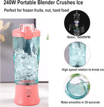 Load image into Gallery viewer, Nikice Portable Blender, Personal Blender for Shakes and Smoothies, 20 Oz BPA Free Cup, Waterproof Blender with USB Rechargeable can crushes ice (Pink)
