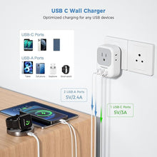 Load image into Gallery viewer, India Plug Adapter 2 Pack, TESSAN Type D Travel Adapter with 4 Outlets 3 USB Charger (1 USB C Port), US to India Plug Adapter for USA to Bangladesh, India, Kuwait, Maldives
