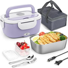 Load image into Gallery viewer, Electric Lunch Box Food Heater - 3 in 1 Portable Leakproof Heated Lunch Box for Car/Home/Adults with 1.5L Removable 304 Stainless Steel Container, 60-80W, 12V/24V/110V (Light Purple)
