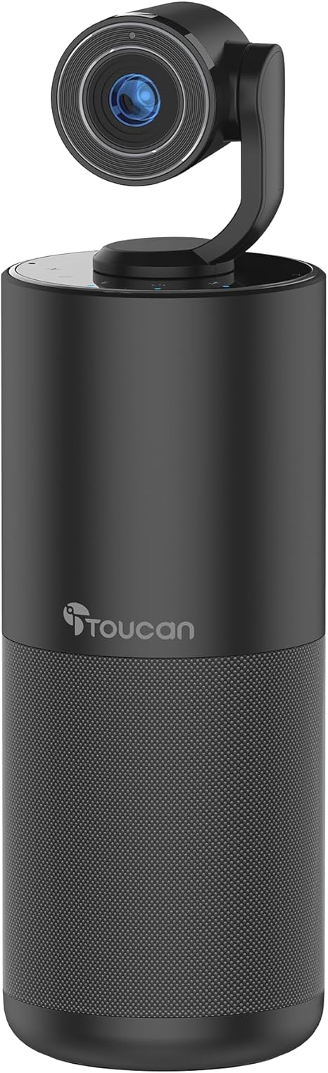 TOUCAN Video Conference Camera with 4 Noise-Cancelling Mics, Speaker, Adjutable Camera, 1080p Detachable USB Webcam Plug and Play Works with Zoom, Microsoft Teams and More, for PC/Mac/Laptop